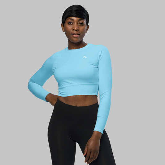 Columbia Blue Long-Sleeve Performance Crop top