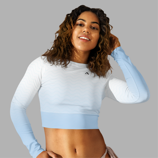 Light Blue Long-Sleeve Crop Top